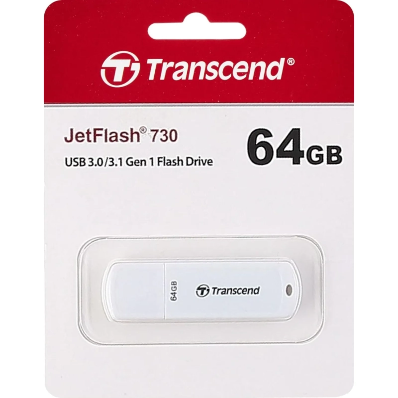 Флеш-память Transcend JetFlash 730, 64Gb, USB 3.1 G1, бел, TS64GJF730
