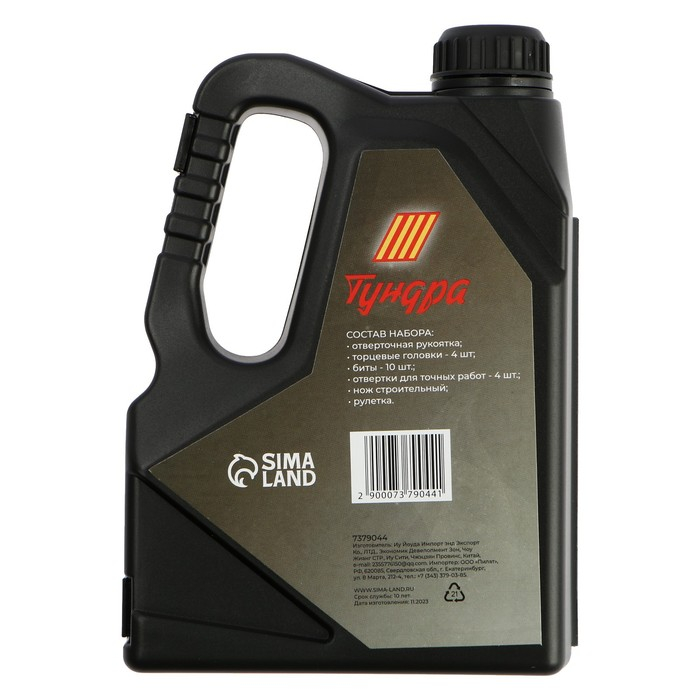 Набор инструментов ТУНДРА, подарочный пластиковый кейс "Канистра", 21 предмет