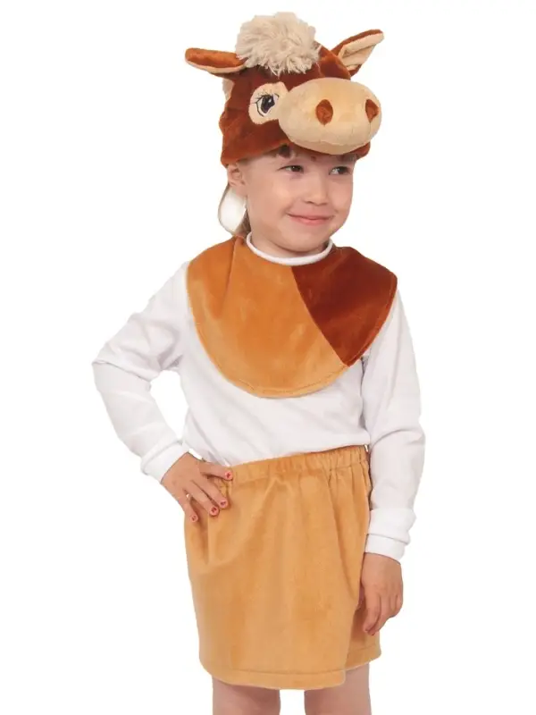 Карнавальный костюм "Лошадка" плюш-ЛАЙТ, манишка, юбка, шапочка, рост 92-116