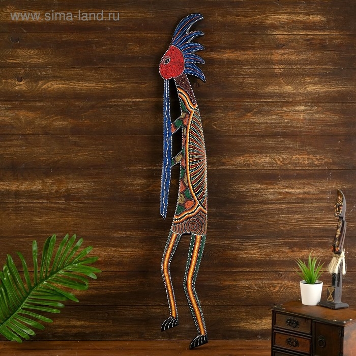 Панно "Абориген с флейтой" МИКС дерево 100х15х1 см