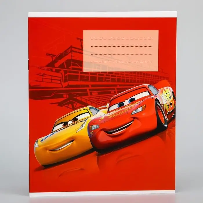 Тетрадь в линейку 12 листов, 5 видов МИКС, обложка мелованный картон, &laquo;Тачки&raquo;