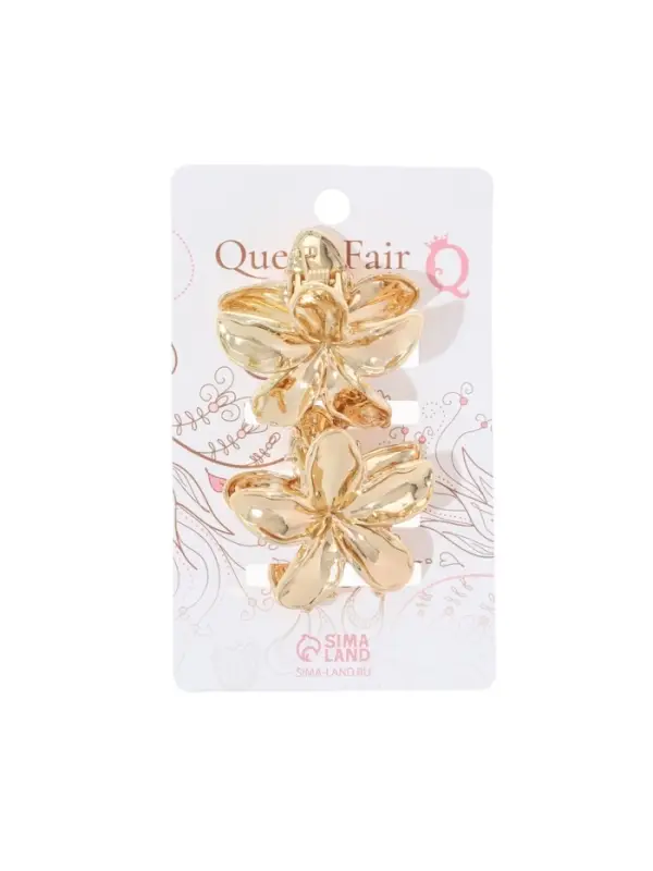 Крабики для волос QF &laquo;Орнелла&raquo;, набор 2 шт., 3.5 см, золотистый