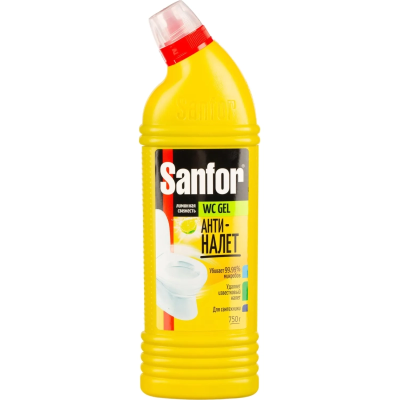 Средство для сантехники SANFOR WС гель 750 г, лимонная свежесть