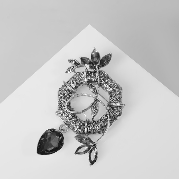 Брошь «Изыск», цвет серый в чернёном серебре Брошь «Изыск», цвет серый в чернёном серебре