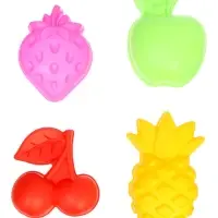 Набор для игры в песке (Ведро 1л, 4 формочки фрукты-ягоды, грабельки и лопатка)