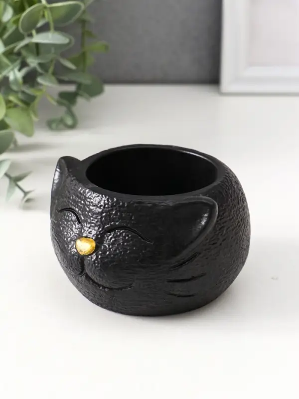 Подставка для мелочей «Кот», 6×9.5×10 см, чёрная