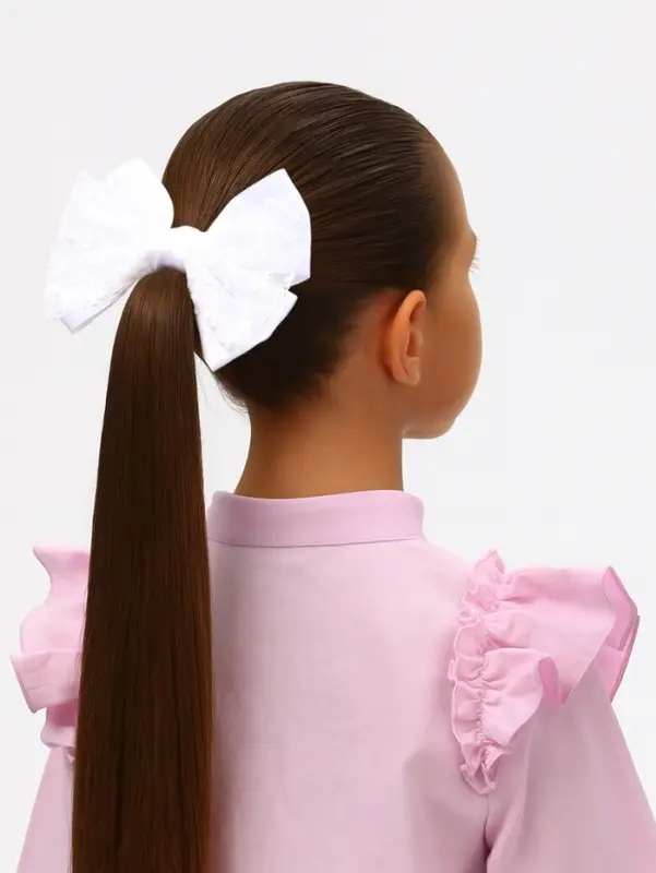 Бант для волос на резинке &laquo;Школьница стиль&raquo;, классика кружево, 12 см, белый