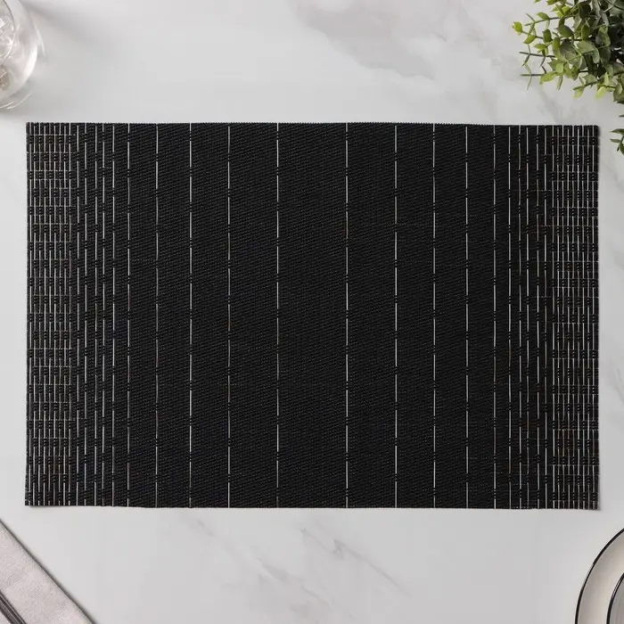 Салфетки сервировочные на стол Доляна &laquo;Инь&raquo;, 4 шт., 30&times;45 см, чёрные