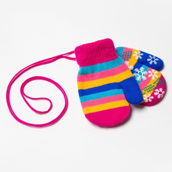 Новый год. Варежки детские, цвет розовый/полосочки, размер 14,5х6,7 Новый год. Варежки детские, цвет розовый/полосочки, размер 14,5х6,7