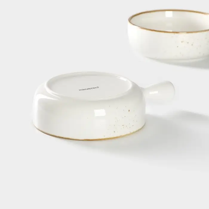 Кокотницы «Церера», набор 2 шт., d=15 см, 500 мл, фарфор, белые Кокотницы «Церера», набор 2 шт., d=15 см, 500 мл, фарфор, белые