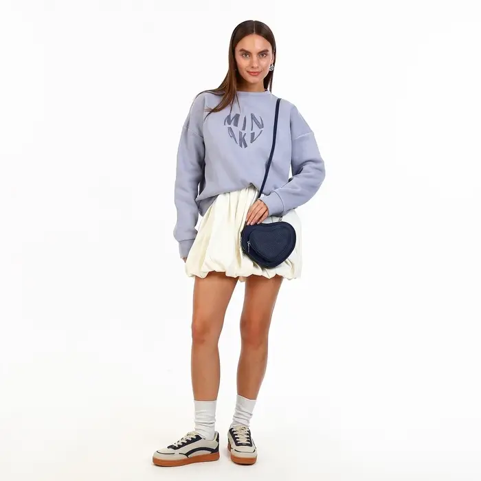 Сумка женская кросс-боди на молнии, в форме сердца, 20×5×16 см, тёмно-синяя Сумка женская кросс-боди на молнии, в форме сердца, 20×5×16 см, тёмно-синяя