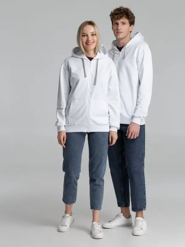 Толстовка на молнии с капюшоном Unit Siverga белая, размер XS Толстовка на молнии с капюшоном Unit Siverga белая, размер XS