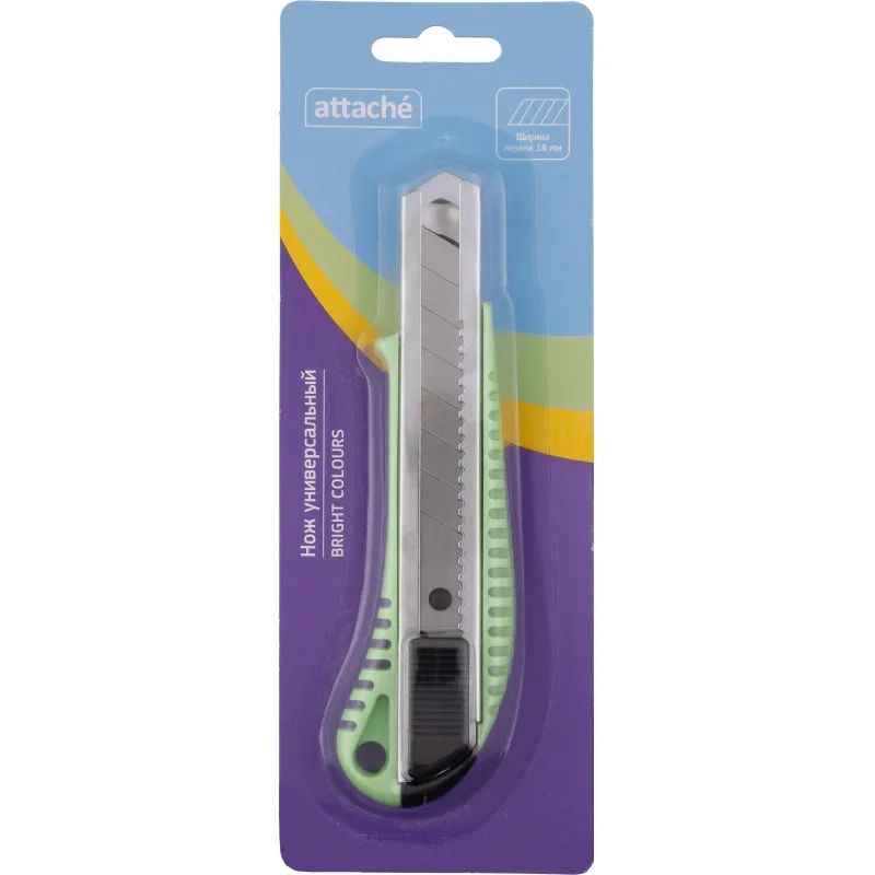 Нож универсальный Attache 18 мм пластиковый мет направл. зелён