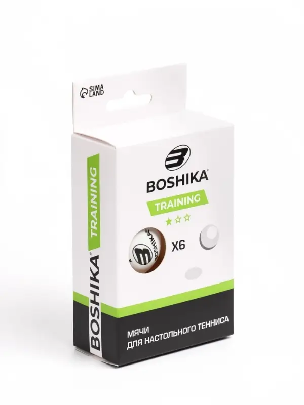 Набор мячей для настольного тенниса BOSHIKA Beginner 1*, d=40+ мм, 6 шт., белый