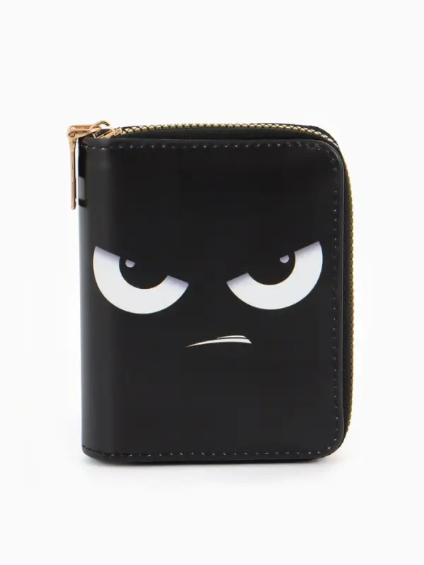 Кошелек дет 07-01-01 Июнь2539 глаза, 8,5*2,5*10,5 см, 2 отд+отд/молн, д/карт, черный