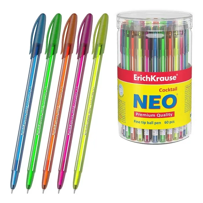 Ручка шариковая ErichKrause Cocktail, игольчатый узел 0.7 мм, чернила синие, одноразовая, МИКС Ручка шариковая ErichKrause Cocktail, игольчатый узел 0.7 мм, чернила синие, одноразовая, МИКС