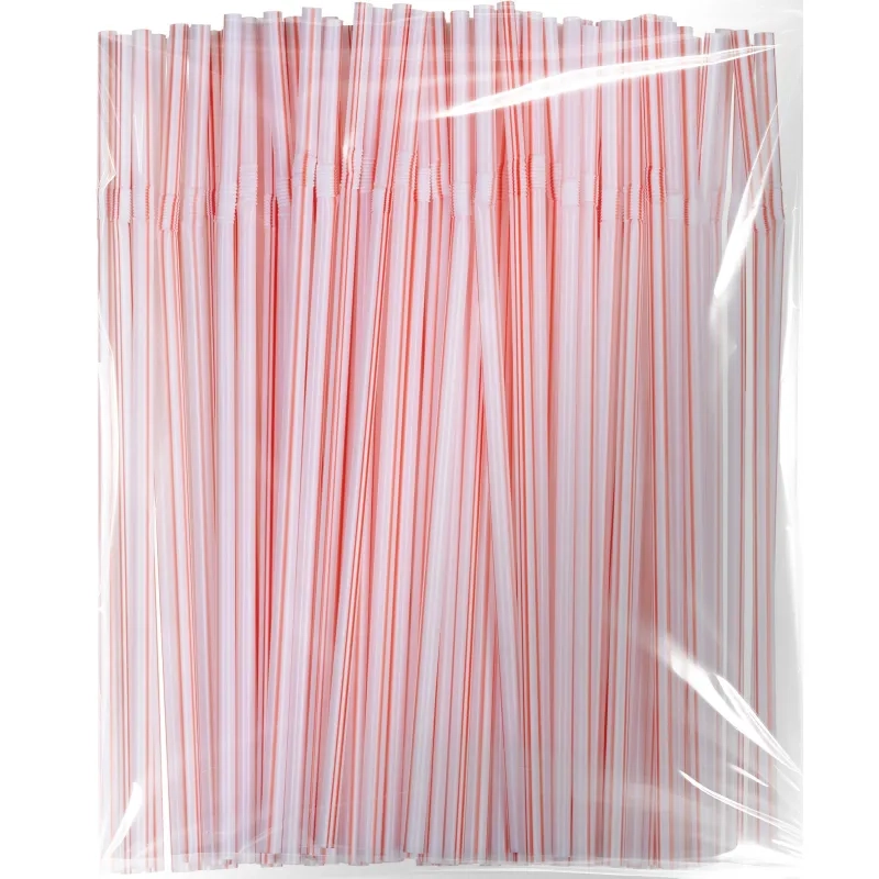 Трубочки для коктейля  210мм,d5мм,Полоски красно-белые, 250шт/уп