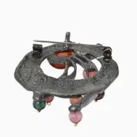 Брошь &laquo;Ветвь турмалиновая&raquo;, цветная в черненом серебре