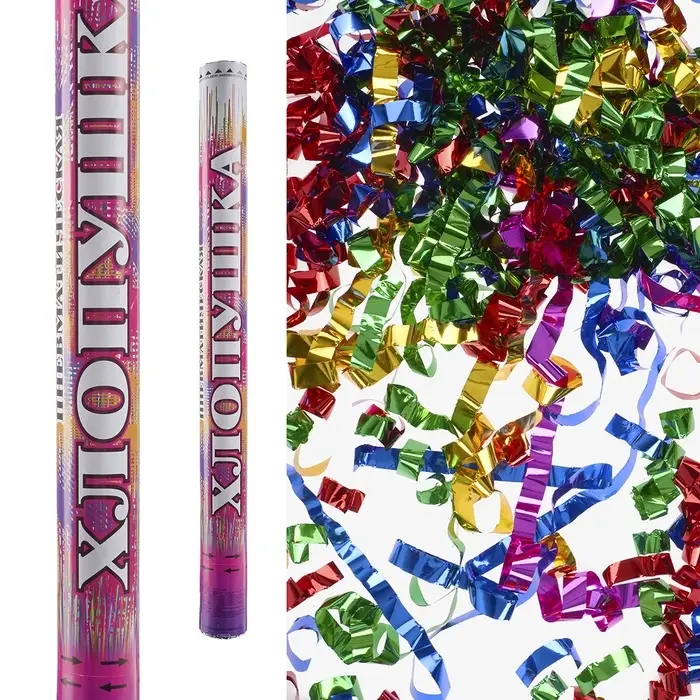 Хлопушка пневматическая  Хлопушка пневматическая "Праздничный фейерверк"серпантин фольга,ассорти,металлик,(24/60)