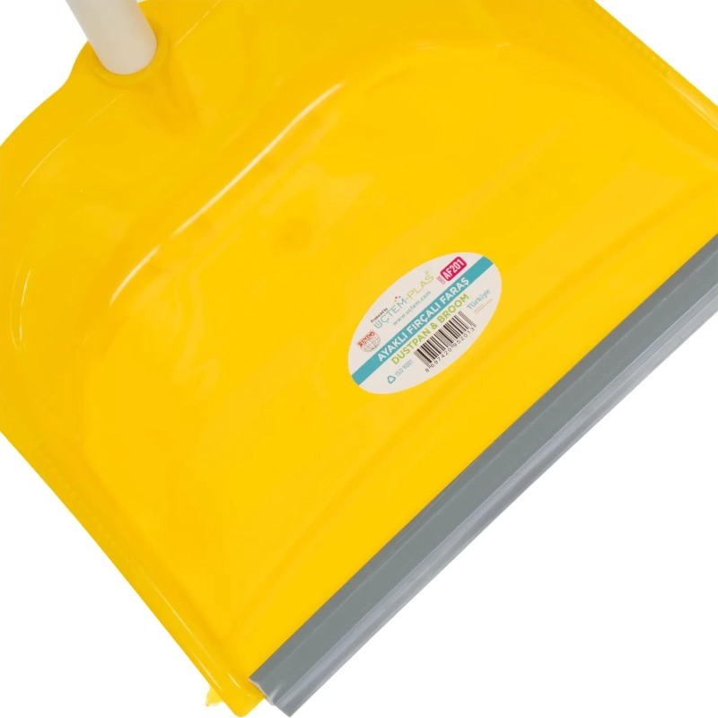 Набор для уборки совок с щеткой для пола AF201-Y, длинный ворс, желтый