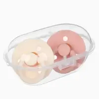 Соски-пустышки, от 0 мес., латекс, классические, в контейнере, набор из 2 шт., персиковый/айвори, M&B