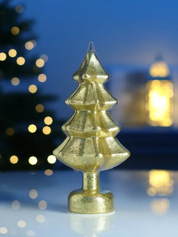 Фигура светодиодная  Фигура светодиодная "Елочка золотистая", 1 LED, 25 см, от бат. AAAx3, Т/БЕЛЫЙ