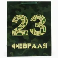 Пакет подарочный ламинированный вертикальный &laquo;23 февраля&raquo;, XL 40&times;49&times;19 см