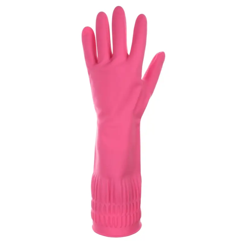 Перчатки с манжетой тм VETTA, размер М, 38см, пара 100г, латекс, розовый цвет