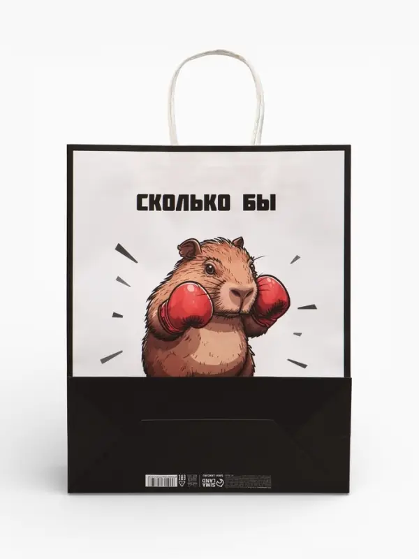 Пакет подарочный бумажный, &laquo;Сколько бы тебе не стукнуло - отбивайся&raquo;, 24&times;10.5&times;32 см