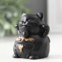 Фигура «Кот манэки-нэки», 5.5×5×5 см, чёрная