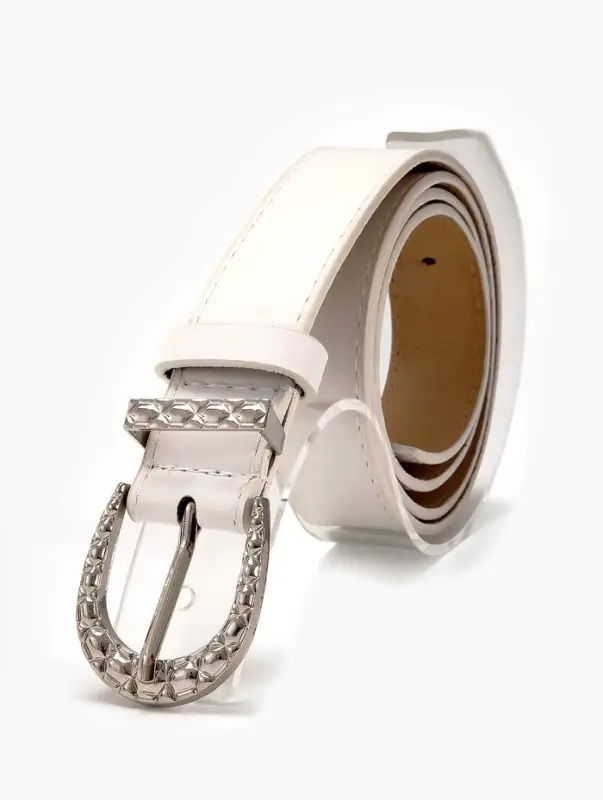 Ремень женский &laquo;Кэлли&raquo;, 110&times;3 см, пряжка металл, серебристая, белый