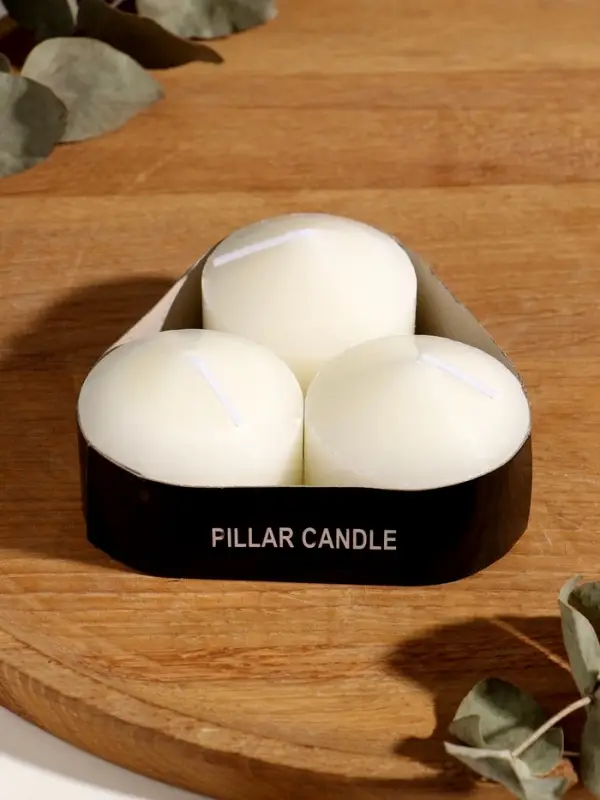 Набор свечей "Столбики белые" 3 шт d=5,5 см h=4,5 см 11х10х4,5 см