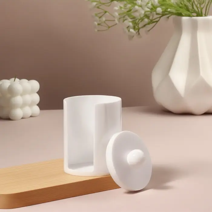 Органайзер для ватных дисков, с крышкой, d=6.7&times;11 см, белый