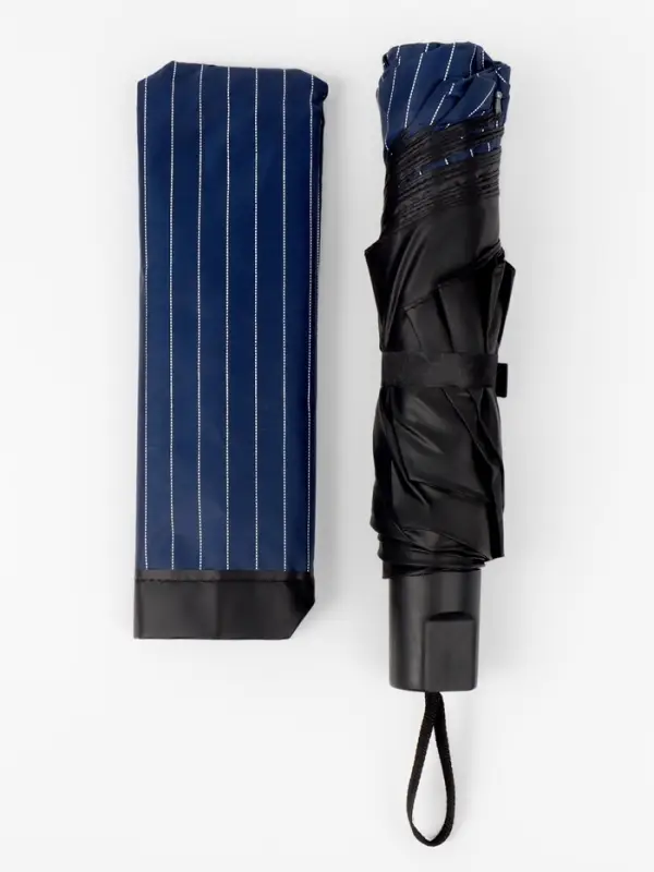 Зонт механический &laquo;Мелкая полоска&raquo;, эпонж, 4 сложения, 8 спиц, R=47/55 см, d=94 см, МИКС