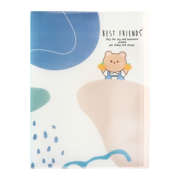 Папка формат А4, с 40 прозрачными файлами Папка формат А4, с 40 прозрачными файлами "Зверята", МИКС