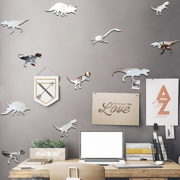 Наклейки детские интерьерные Наклейки детские интерьерные "Динозаврики", зеркальные, декор настенный, 10 шт, шт 10 х 5 см