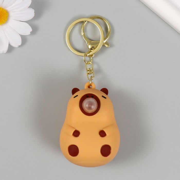 Брелок резина с карабином антистресс Брелок резина с карабином антистресс "Капибара" надувает пузырь 5х4,7х6,5 см