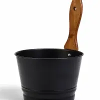 Ушат для бани и сауны, 4 л, сталь, с деревянной ручкой, чёрный