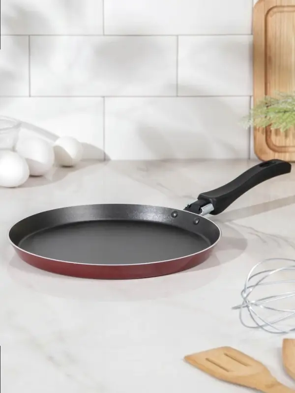 Сковорода блинная &laquo;Эксперт&raquo;, d=22 см, пластиковая ручка, антипригарное покрытие, алюминий, бордовая