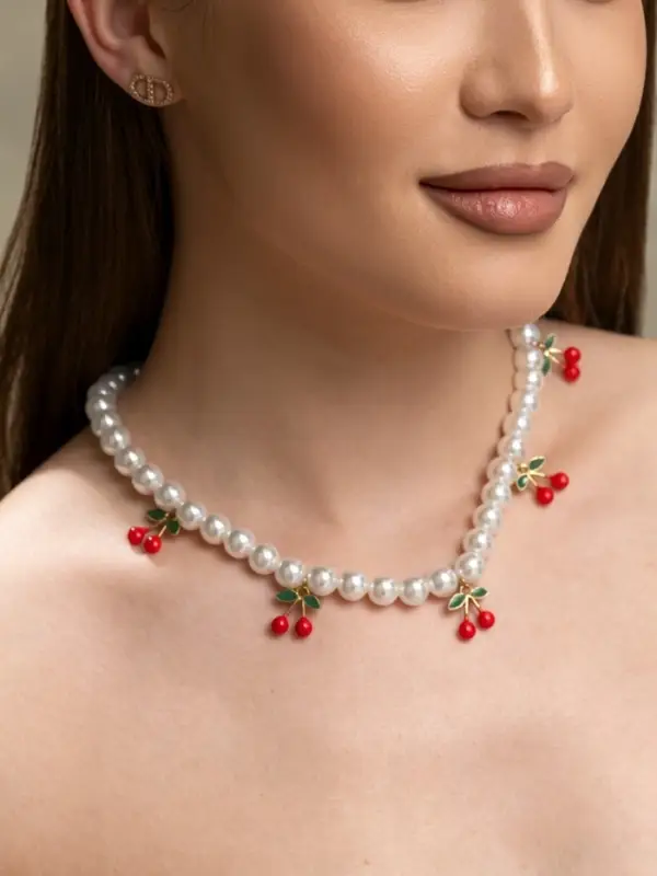 Бусы жемчужные &laquo;Вишня&raquo;, цветные в золоте