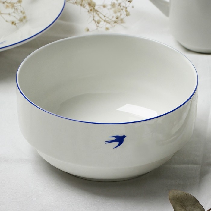 Тарелка глубокая керамическая «Ласточка», 14.6 х 7.5 см, 800 мл, цвет белый Тарелка глубокая керамическая «Ласточка», 14.6 х 7.5 см, 800 мл, цвет белый