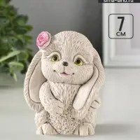 Фигурка гипс &laquo;Кролик с цветком&raquo;, 7&times;5&times;4 см, серый