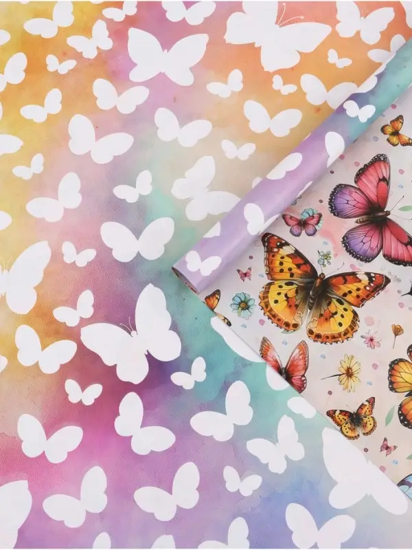 Бумага упаковочная двухсторонняя &laquo;Яркие бабочки&raquo;, глянец, 100&times;70 см