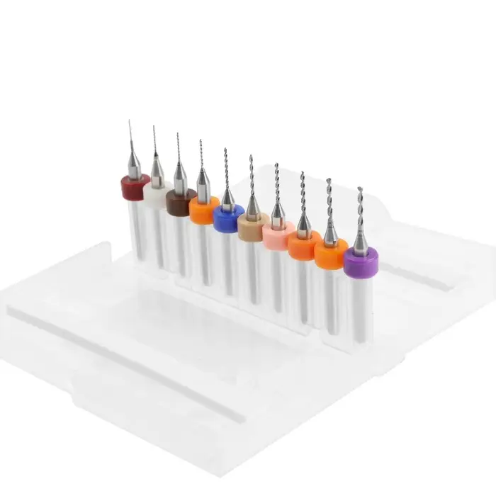 Набор сверл для ЧПУ печатных плат ТУНДРА, карбид вольфрама, 0.3 - 1.2 мм, 3.2 мм, 10 шт. Набор сверл для ЧПУ печатных плат ТУНДРА, карбид вольфрама, 0.3 - 1.2 мм, 3.2 мм, 10 шт.