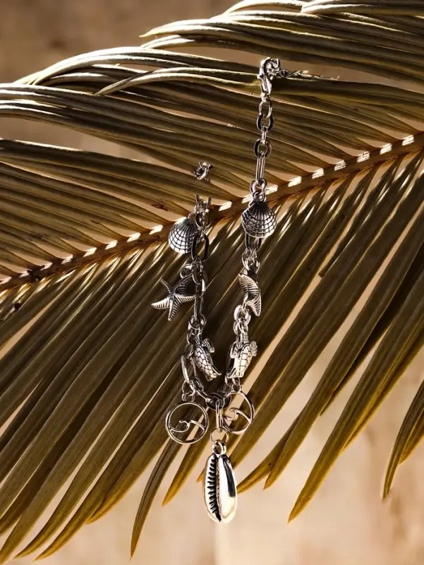 Браслет на ногу с подвесками &laquo;QF. Морские знаки&raquo;, L=22 см, цвет серебро