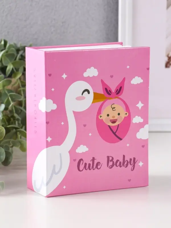 Фотоальбом 100 фото "Аист" 10X15см, ПП карм., розовый