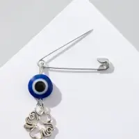 Булавка-оберег &laquo;Защита души, тела и духа&raquo;, 2.2 см, бело-синяя в серебре