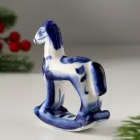 Сувенир Лошадка-качалка, 9х7,5 см , гжель