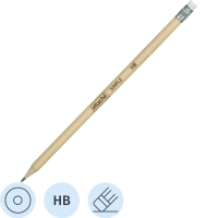 Карандаш чернографитный Attache кругл. HB, натур.дерево, заточ., с ласт.