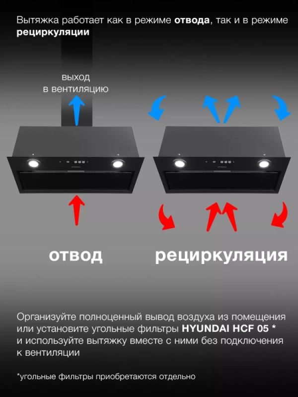 Вытяжка встраиваемая HBB 6036 BG черный